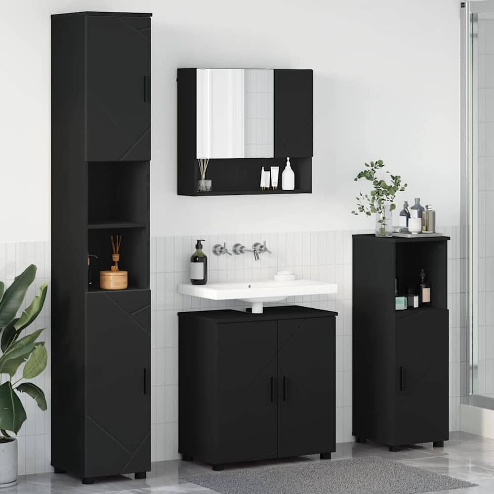 Bathroom Furniture Set 4 pcs 61 x 35 x 64 cm Black