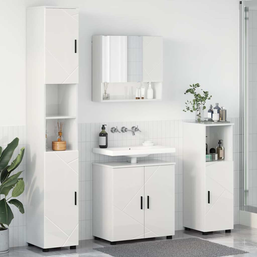 Bathroom Furniture Set 4 pcs 61 x 35 x 64 cm High gloss white