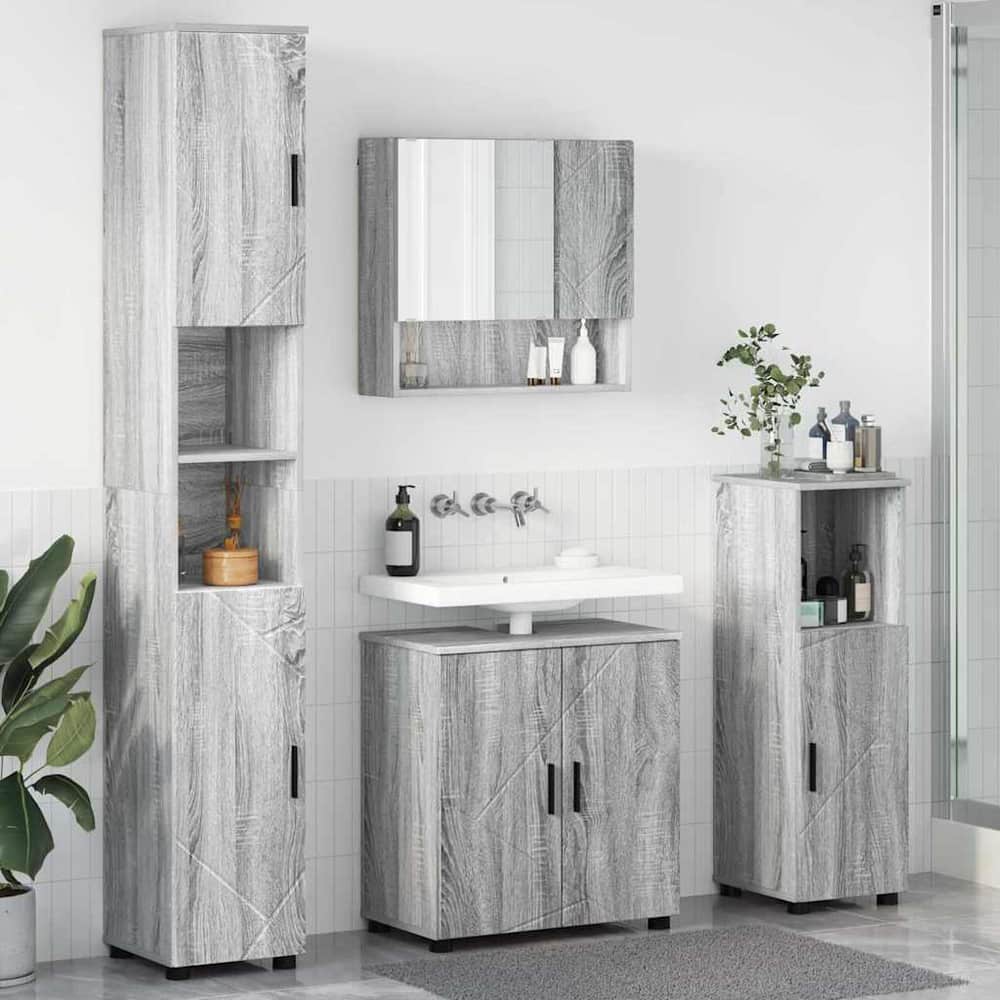 Bathroom Furniture Set 4 pcs 61 x 35 x 64 cm Grey sonoma