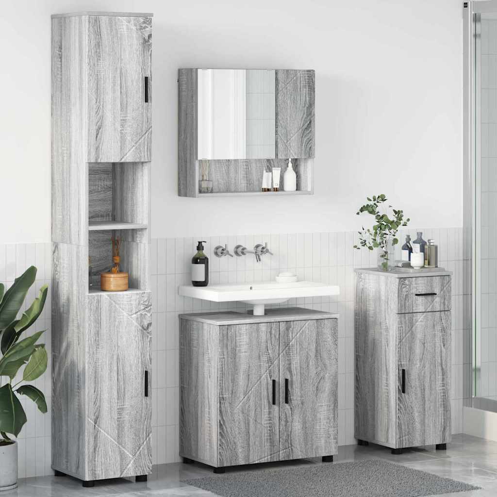 Bathroom Furniture Set 4 pcs 61 x 35 x 64 cm Grey sonoma
