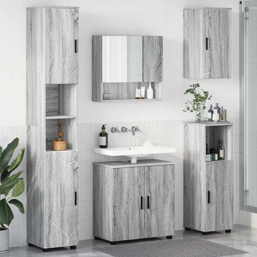 Bathroom Furniture Set 5 pcs 61 x 35 x 64 cm Grey sonoma