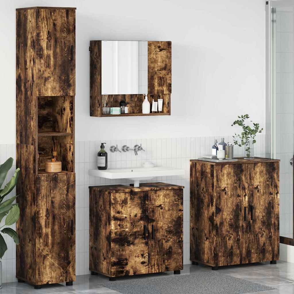Bathroom Furniture Set 4 pcs 61 x 35 x 64 cm Smoked oak