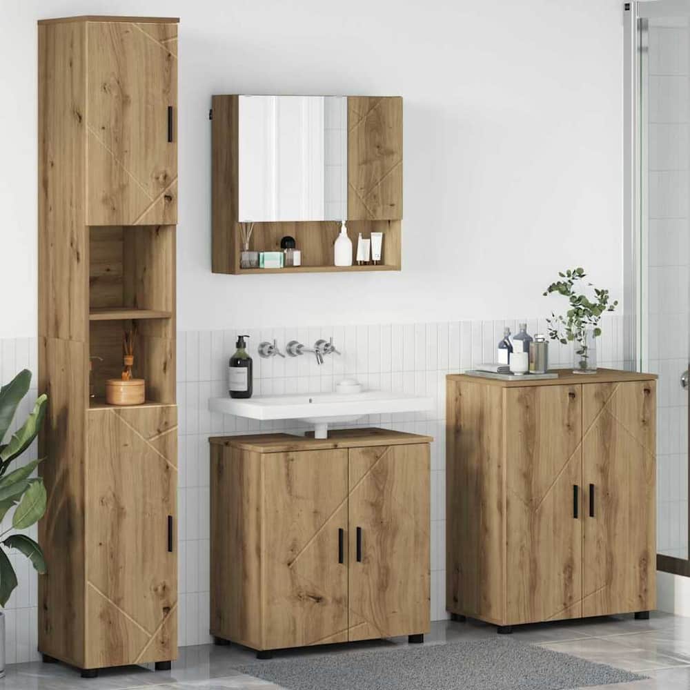Bathroom Furniture Set 4 pcs 61 x 35 x 64 cm Artisan oak