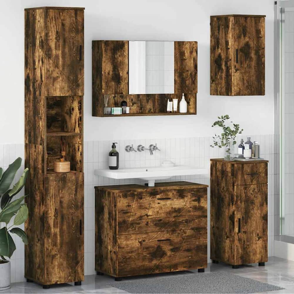Bathroom Furniture Set 5 pcs Smoked oak