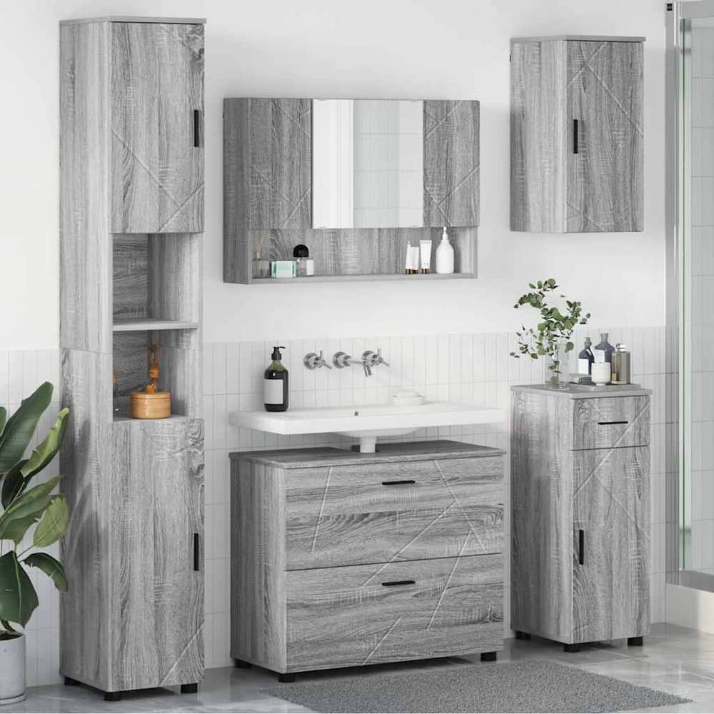 Bathroom Furniture Set 5 pcs Grey sonoma