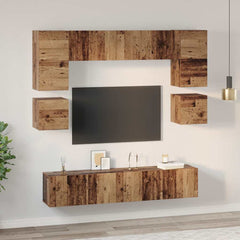 8 Piece TV Cabinet Set Engineered Wood Width 80 cm Old wood