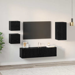 vidaXL TV Cabinet Set 5 pcs Black Oak Engineered Wood 4