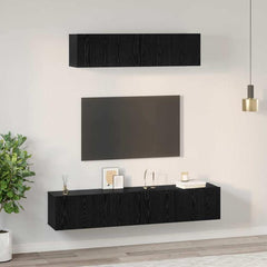 vidaXL TV Cabinet Set 4 pcs Black Oak Engineered Wood 4