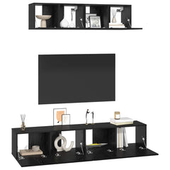 vidaXL TV Cabinet Set 4 pcs Black Oak Engineered Wood 3