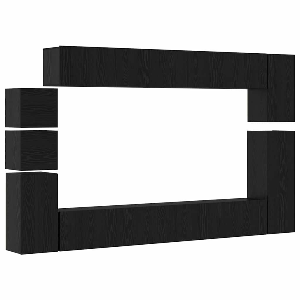 vidaXL TV Cabinet Set 9 pcs 100 x 30 x 30 cm Black Oak 2