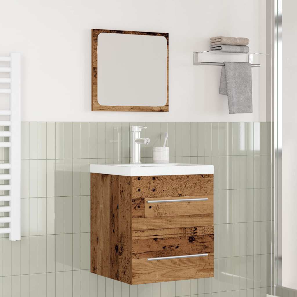 Sink Cabinet with Built-in Basin Engineered Wood Old wood
