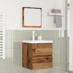 Bathroom Sink Cabinet with Basin and Mirror Old wood