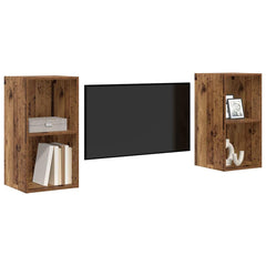 2 Piece Wall-mounted TV Cabinet Set Engineered Wood