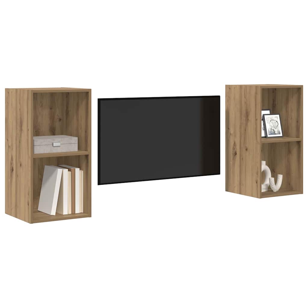 vidaXL TV Cabinet Set 2 pcs Artisan Oak Engineered Wood 3