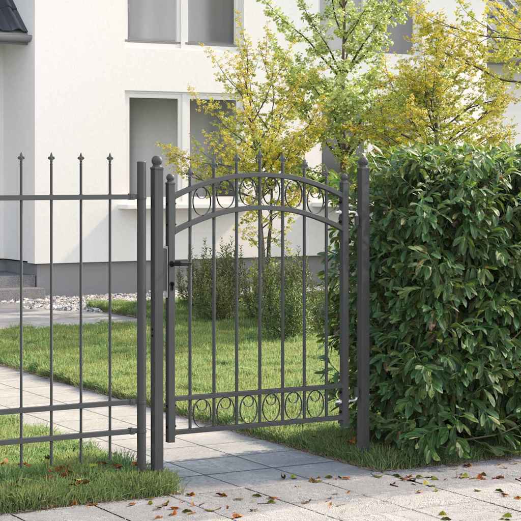 Fence gates EMMEN 104 x 97 cm Lockable Powder-coated steel Grey 103 x 117 cm