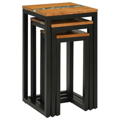 vidaXL Nesting Table WEERT 3 pcs 39 x 39 x 71 cm Solid Teak Wood Brown 4