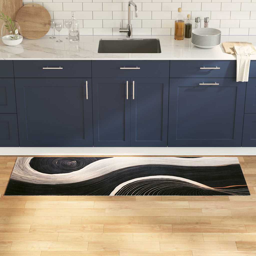 vidaXL Kitchen Rug Black 180 x 60 cm Velvet 1