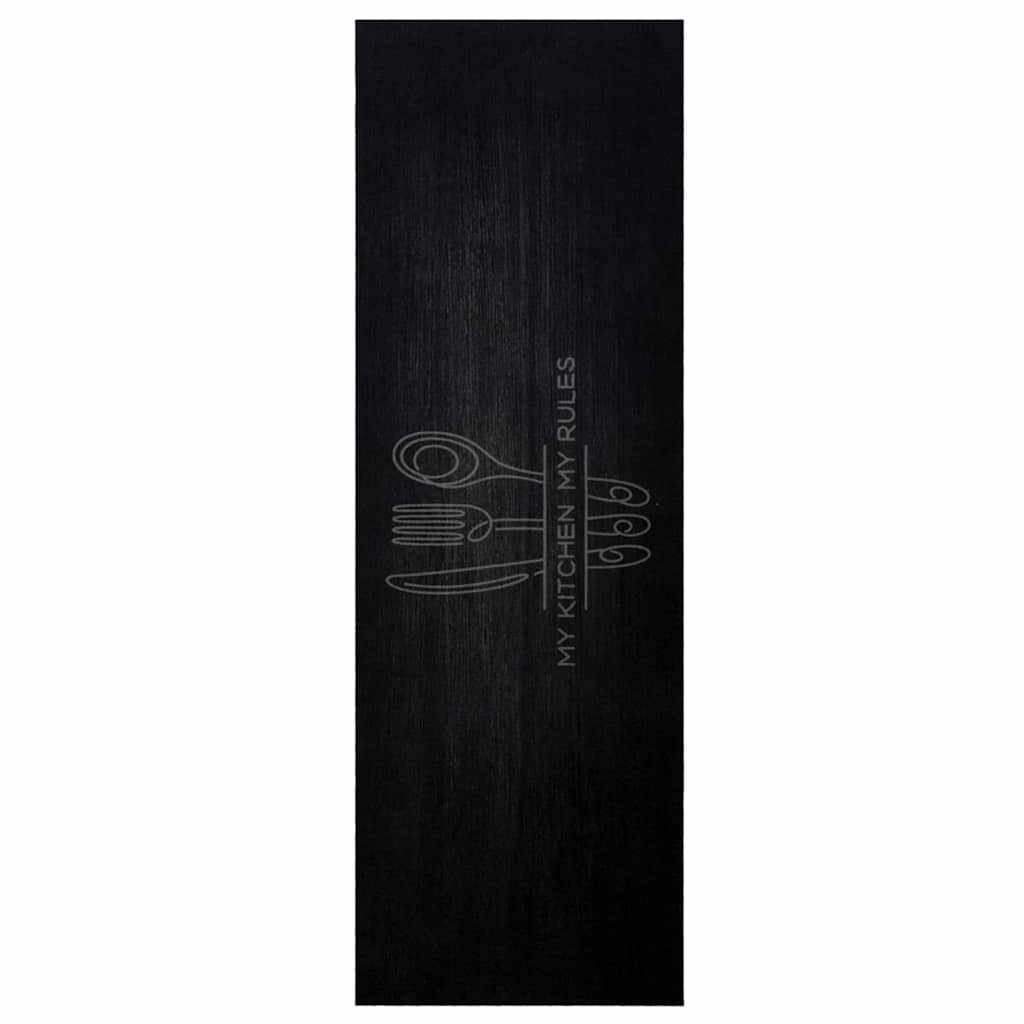 vidaXL Kitchen Rug Cutlery Black 180 x 60 cm Velvet 2
