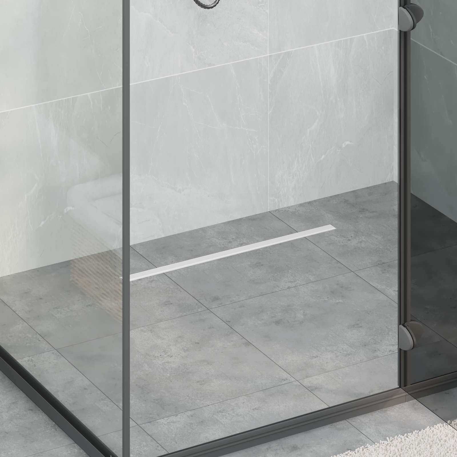 vidaXL 360° Shower Drain with Slim Model Silver 60 cm 1