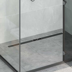 Shower Drain Glass Cover with 360° Siphon Black 100 cm with tempered glass cover