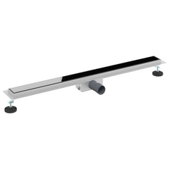 vidaXL Shower Drain with Glass Cover Black 100 cm Stainless Steel 304 2