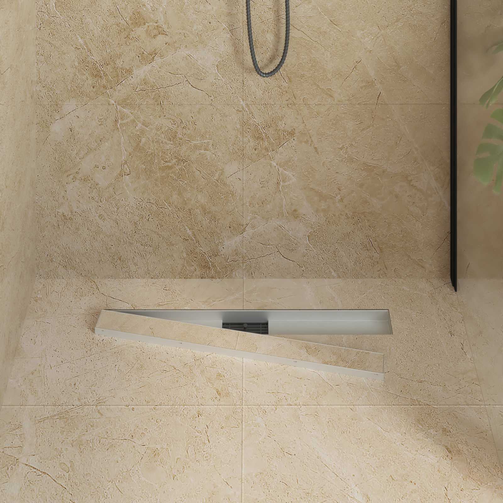 vidaXL 2 in 1 Shower Drain Silver 70 cm Stainless Steel 304 3
