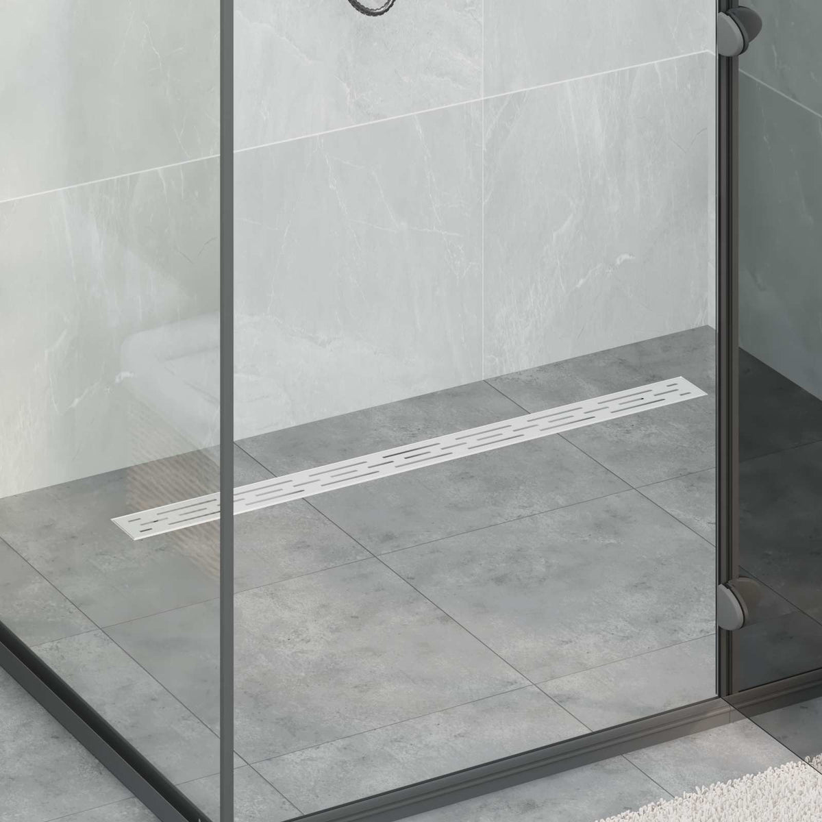 vidaXL Shower Drain Glass Cover with 360° Siphon Black