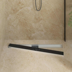 vidaXL Shower Drain with Glass Cover Black 90 cm Stainless Steel 304 3