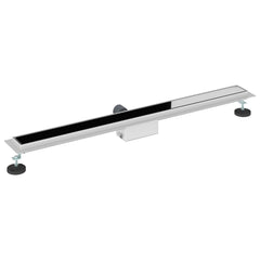 vidaXL Shower Drain with Glass Cover Black 90 cm Stainless Steel 304 6