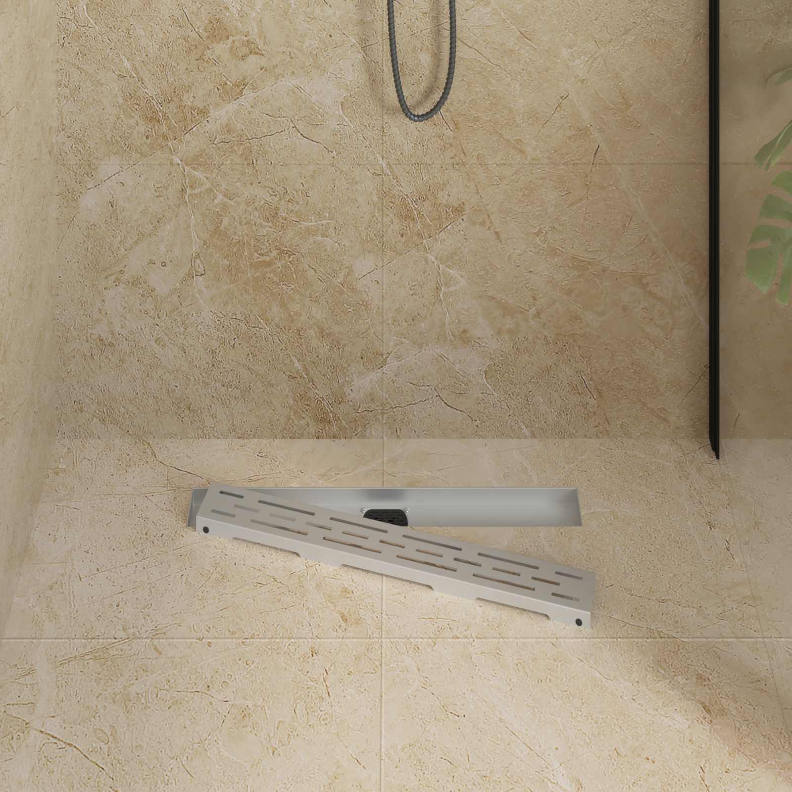 vidaXL Shower Drain Line Design with 360° Siphon Silver 60 cm 3