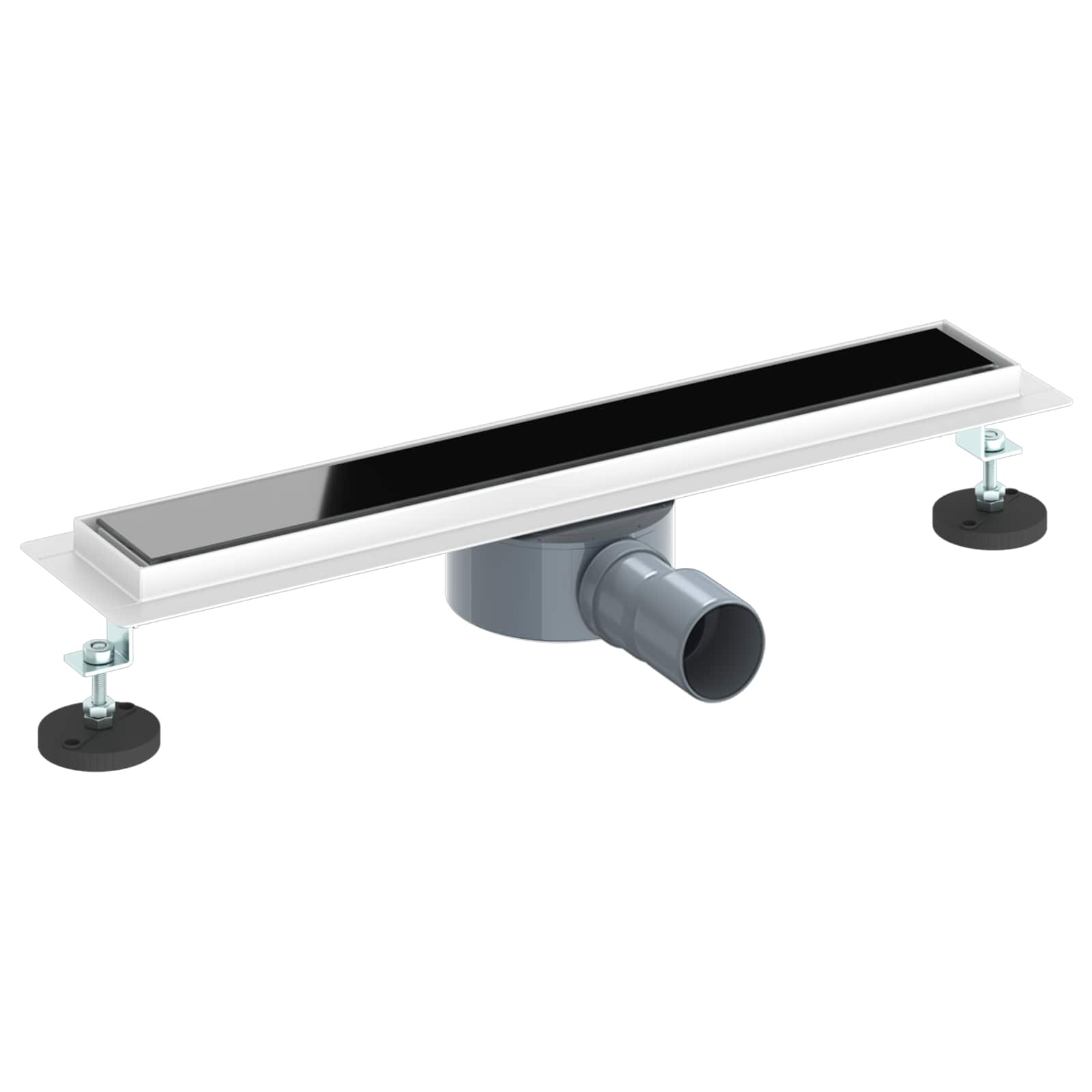 vidaXL Shower Drain Glass Cover with 360° Siphon Black 50 cm 2