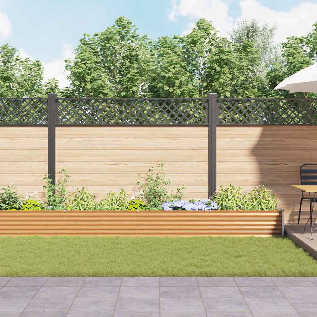 vidaXL Garden Raised Bed Light Brown 485 x 50 x 36 cm Galvanised Steel 4