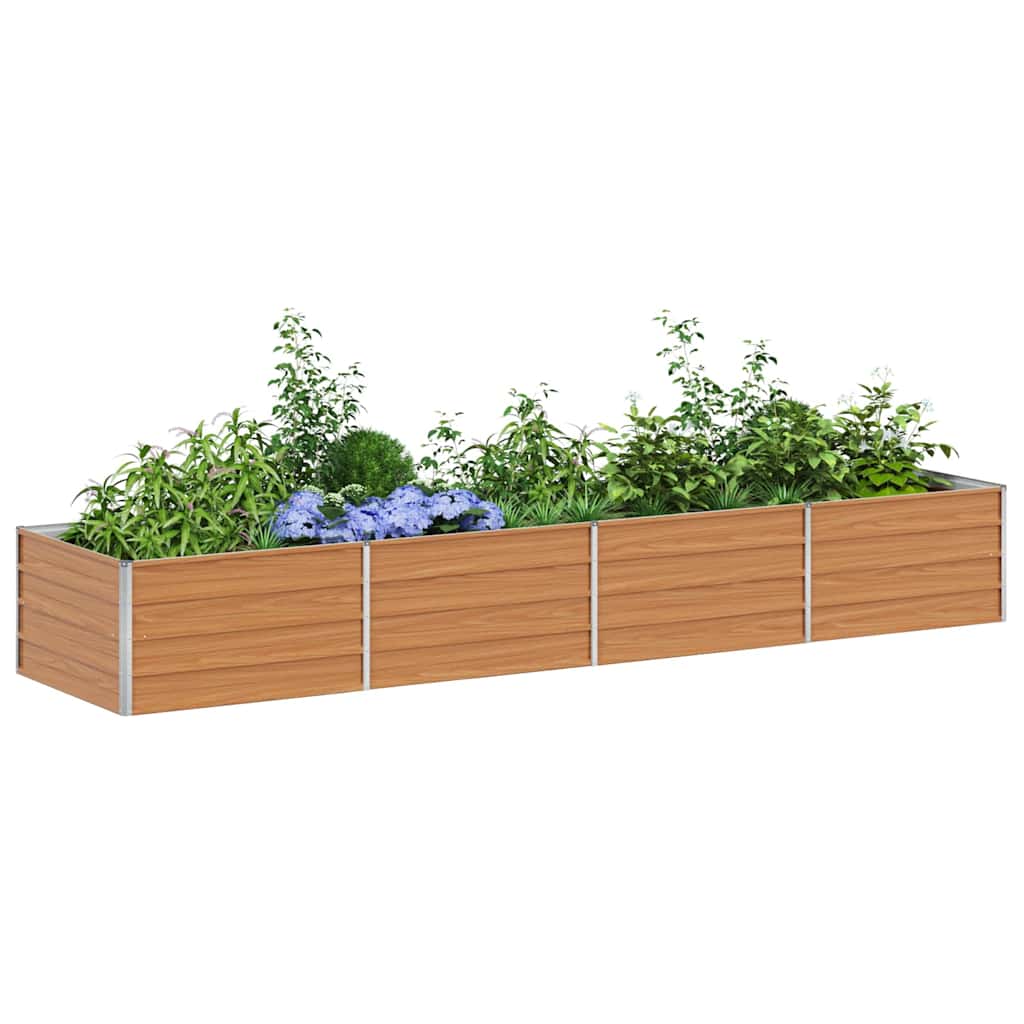 Garden Raised Bed Light Brown Galvanised Steel 320 cm 45 cm 80 cm