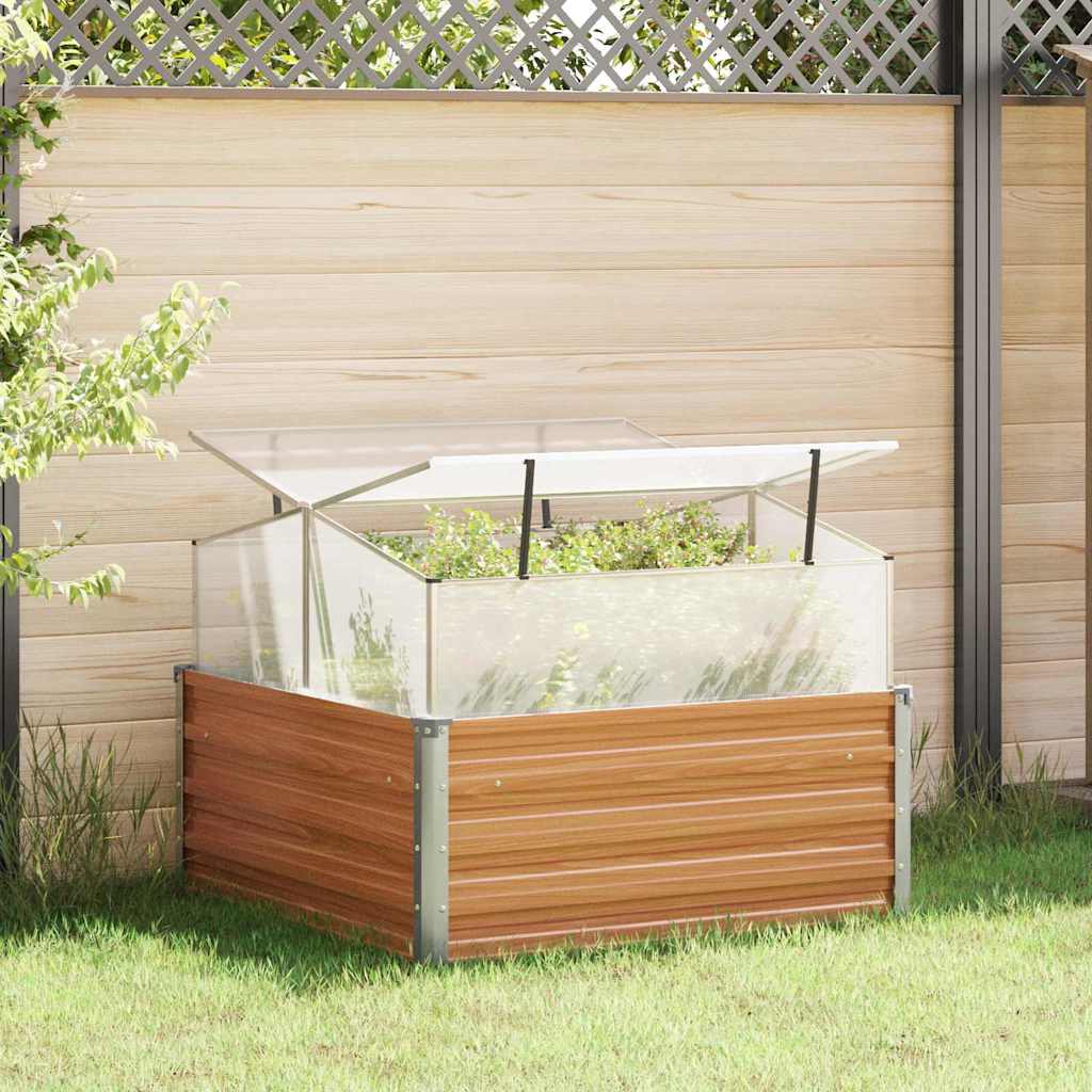 Greenhouse 100x100x85 cm Galvanised Steel Wood look