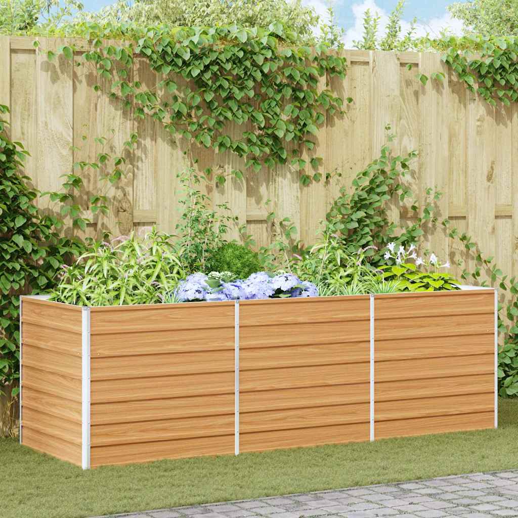 vidaXL Garden Raised Bed Light Brown Galvanised Steel