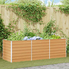 vidaXL Garden Raised Bed Light Brown Galvanised Steel