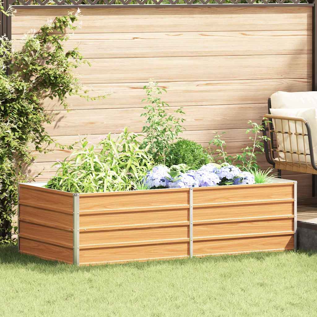 vidaXL Garden Raised Bed Light Brown 160 x 80 x 45 cm Galvanised Steel 1