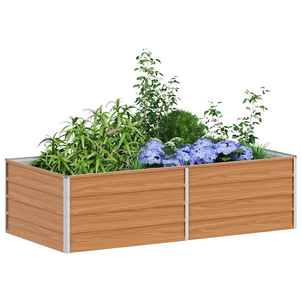 vidaXL Garden Raised Bed Light Brown 160 x 80 x 45 cm Galvanised Steel 3