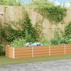 vidaXL Garden Raised Bed Light Brown Galvanised Steel