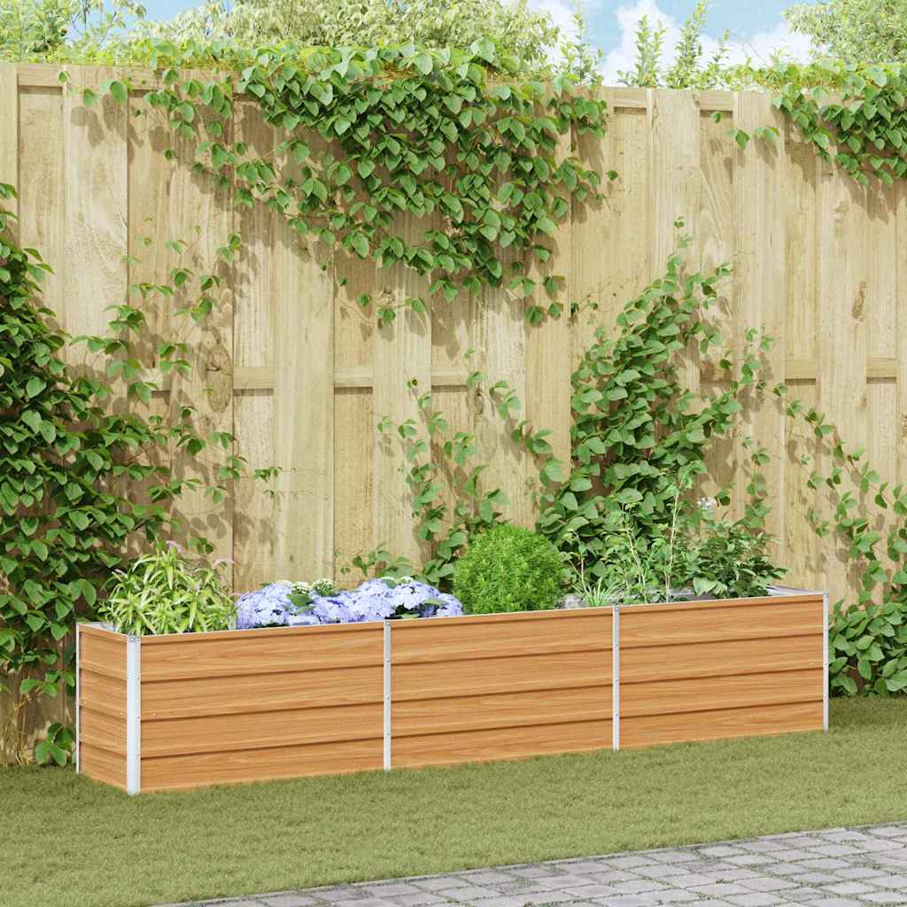 vidaXL Garden Raised Bed Light Brown 240 x 40 x 45 cm Galvanised Steel 1