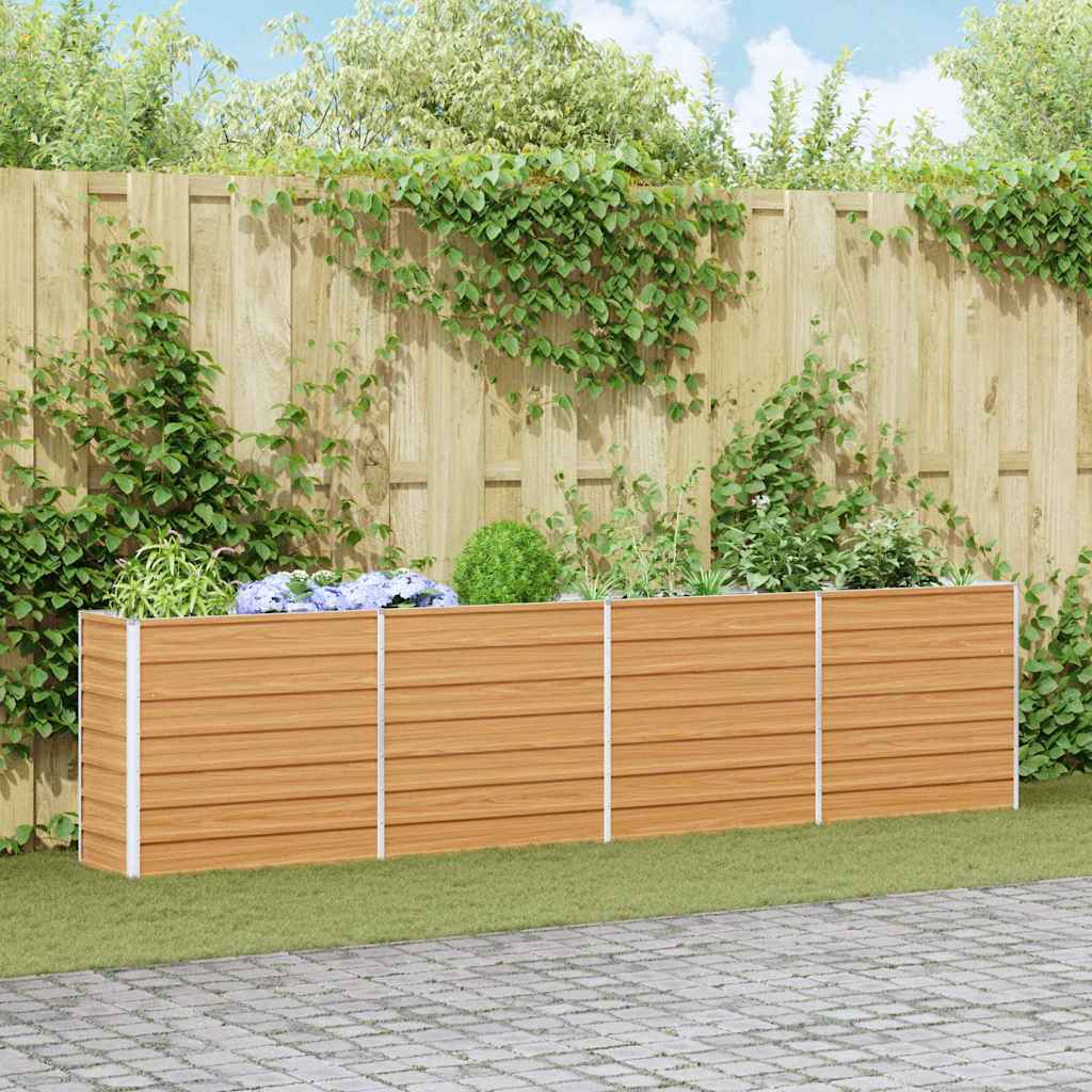 vidaXL Garden Raised Bed Light Brown 320 x 40 x 77 cm Galvanised Steel 1
