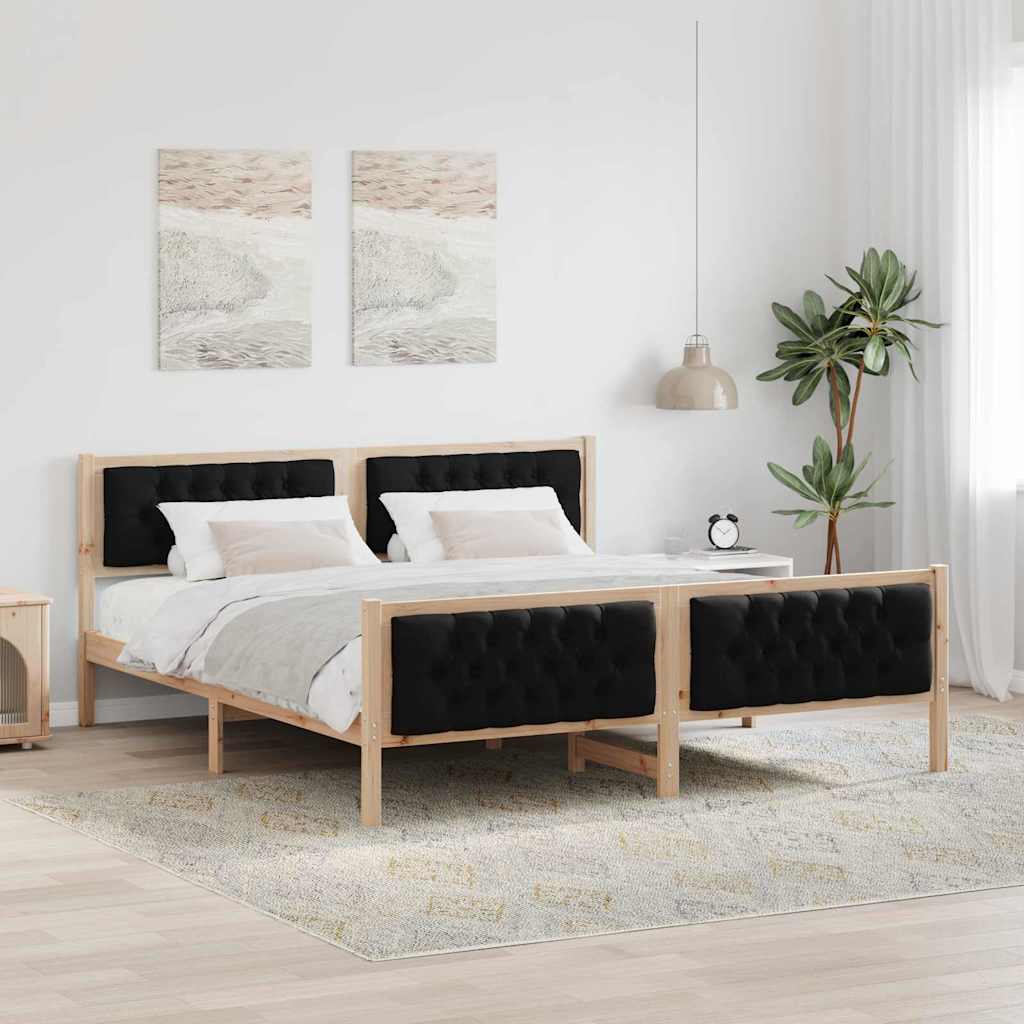 Bed Frame Light Grey Solid Pine Wood Brown and black 180 x 200 cm