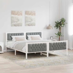 Bed Frame Light Grey Solid Pine Wood White and light grey 180 x 200 cm