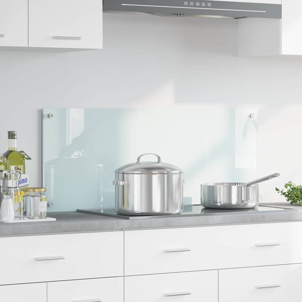 vidaXL Kitchen Backsplash Milk 100 x 40 cm Tempered Glass 1