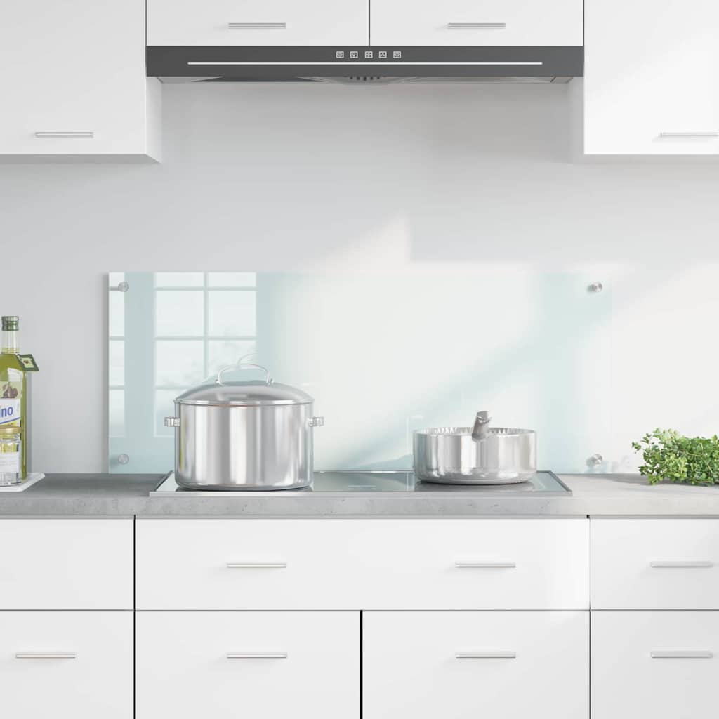 vidaXL Kitchen Backsplash Milk 100 x 40 cm Tempered Glass 3