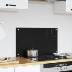 vidaXL Kitchen Backsplash Black 70 x 40 cm Tempered Glass 3