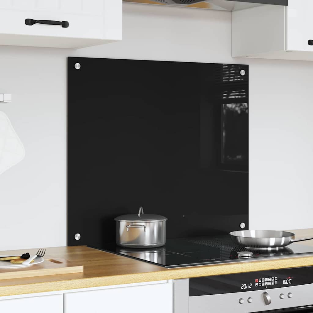 vidaXL Kitchen Backsplash Black 70 x 60 cm Tempered Glass 3