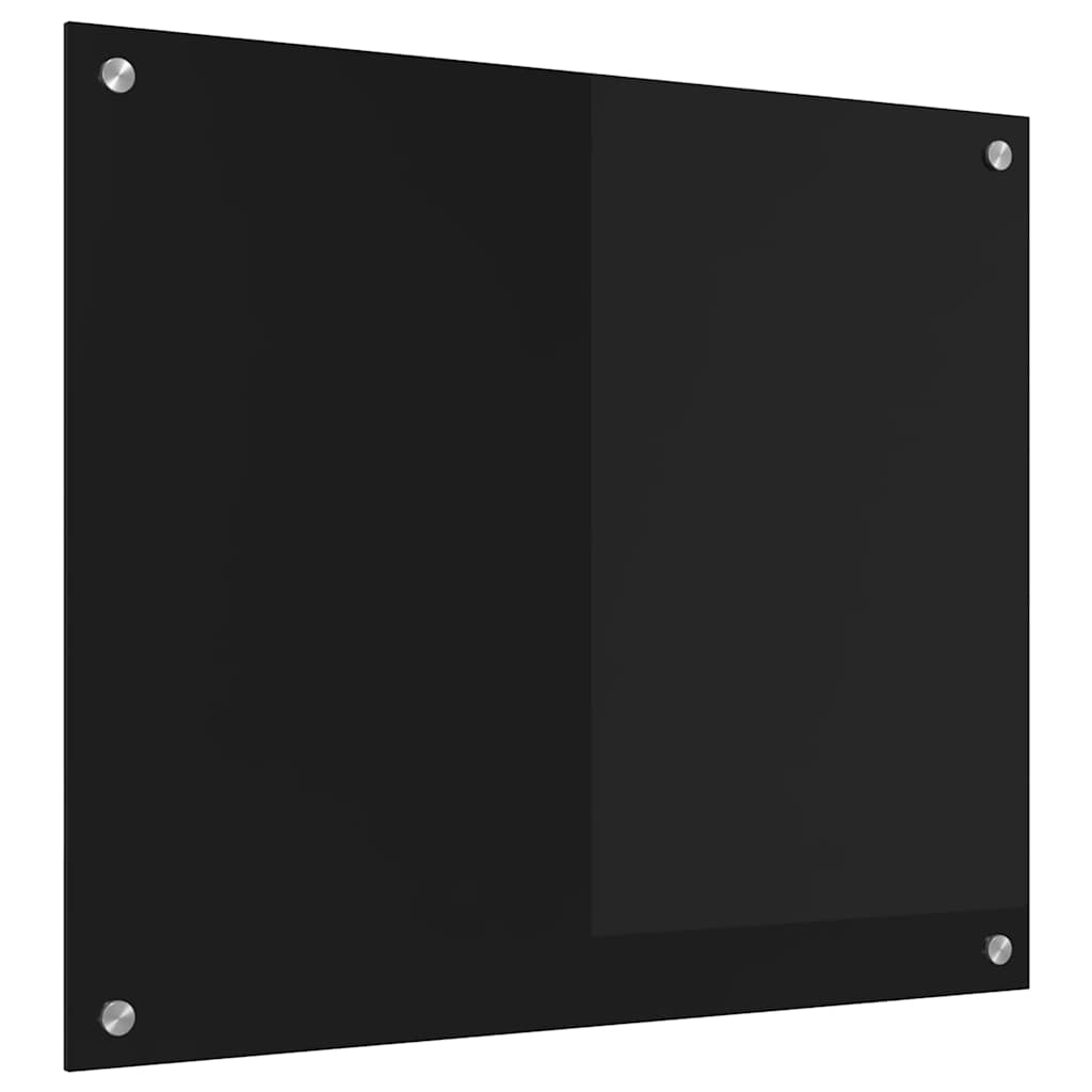 vidaXL Kitchen Backsplash Black 70 x 60 cm Tempered Glass 2
