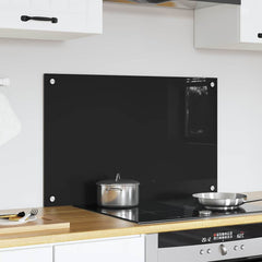 vidaXL Kitchen Backsplash Black 80 x 50 cm Tempered Glass 3