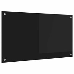 vidaXL Kitchen Backsplash Black 90 x 50 cm Tempered Glass 2